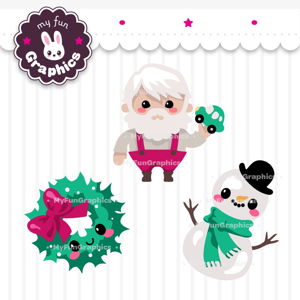 Christmas Kawaii Clip Art / Christmas Cute Clipart - Etsy UK