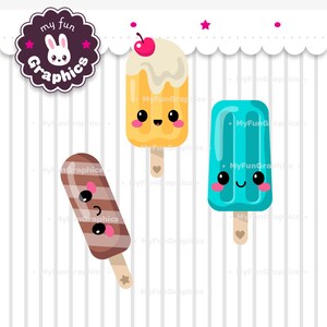Ice Pops Kawaii Clip Art, Cute Ice Lolly Clipart, Popsicle Clip Art image 5