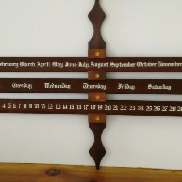 Vintage Mid Century Wall Calendar by Swiss Crafts, Handmade,