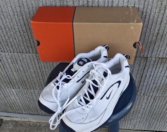Vintage 2000er Jahre 2001 NOS Nike Herren Sneakers 9.5 Weiß Blau Grau Original Box