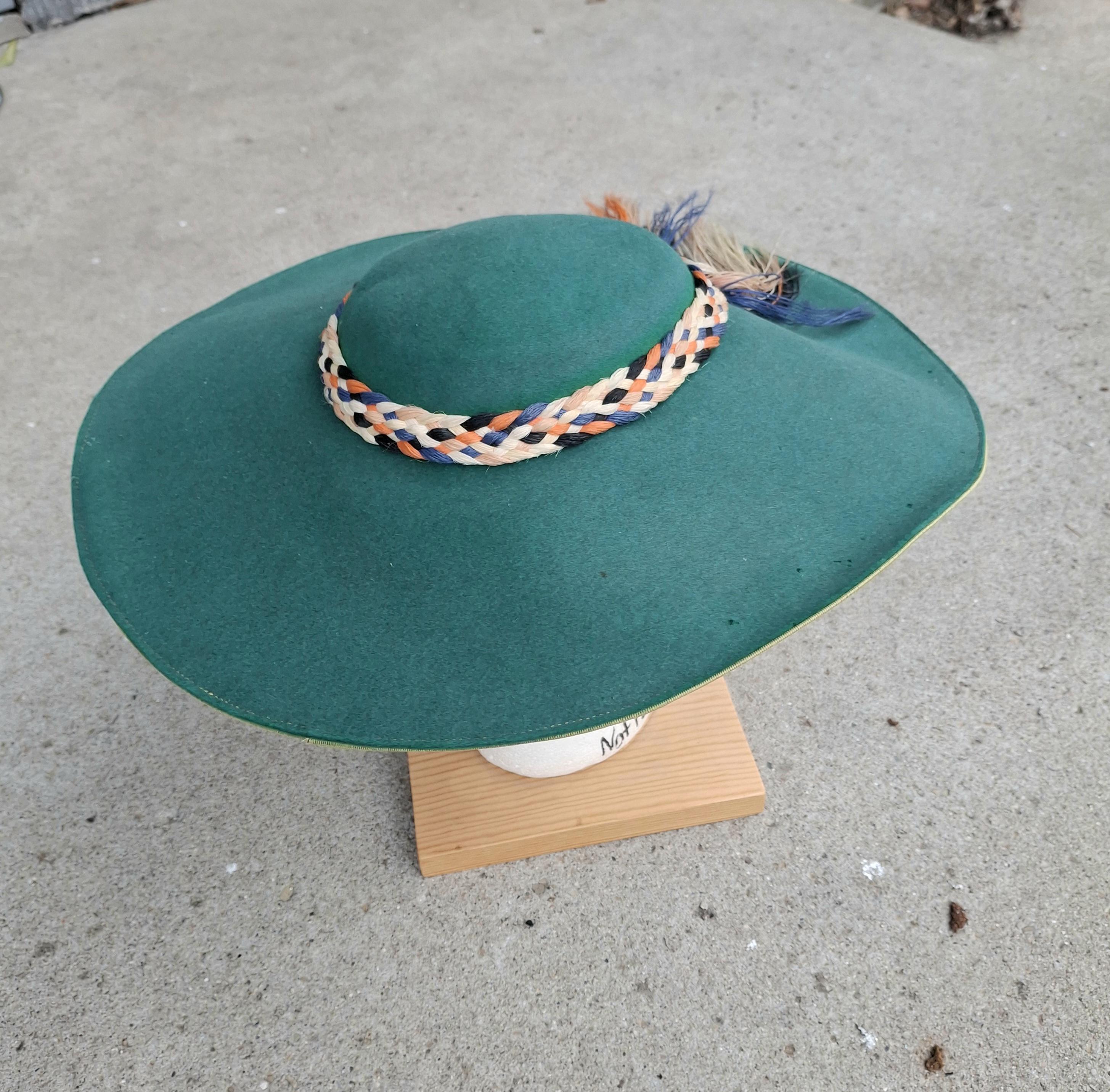 Green Hat 1940s Wide Brim - Etsy display picture 1