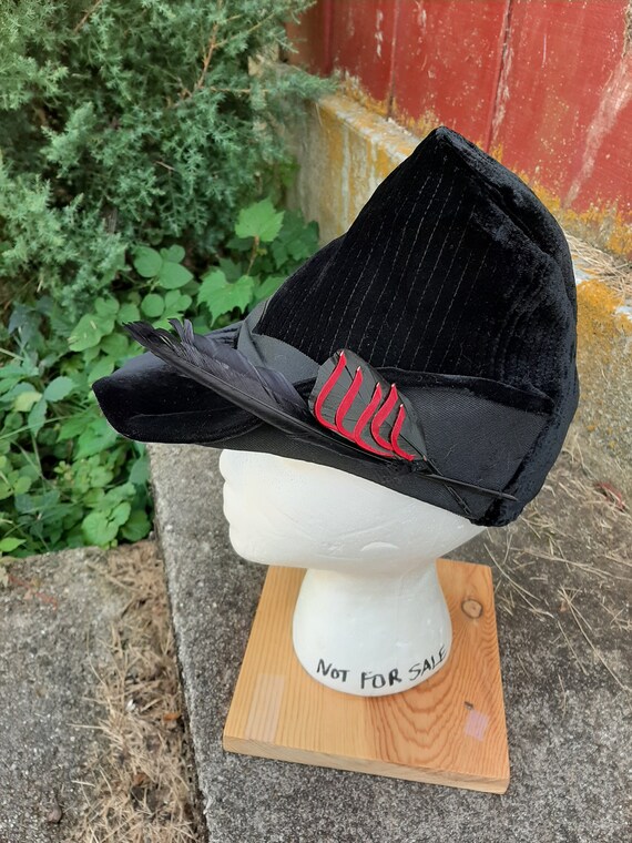 Vintage 1930s woman's fedora hat Art Deco black pl