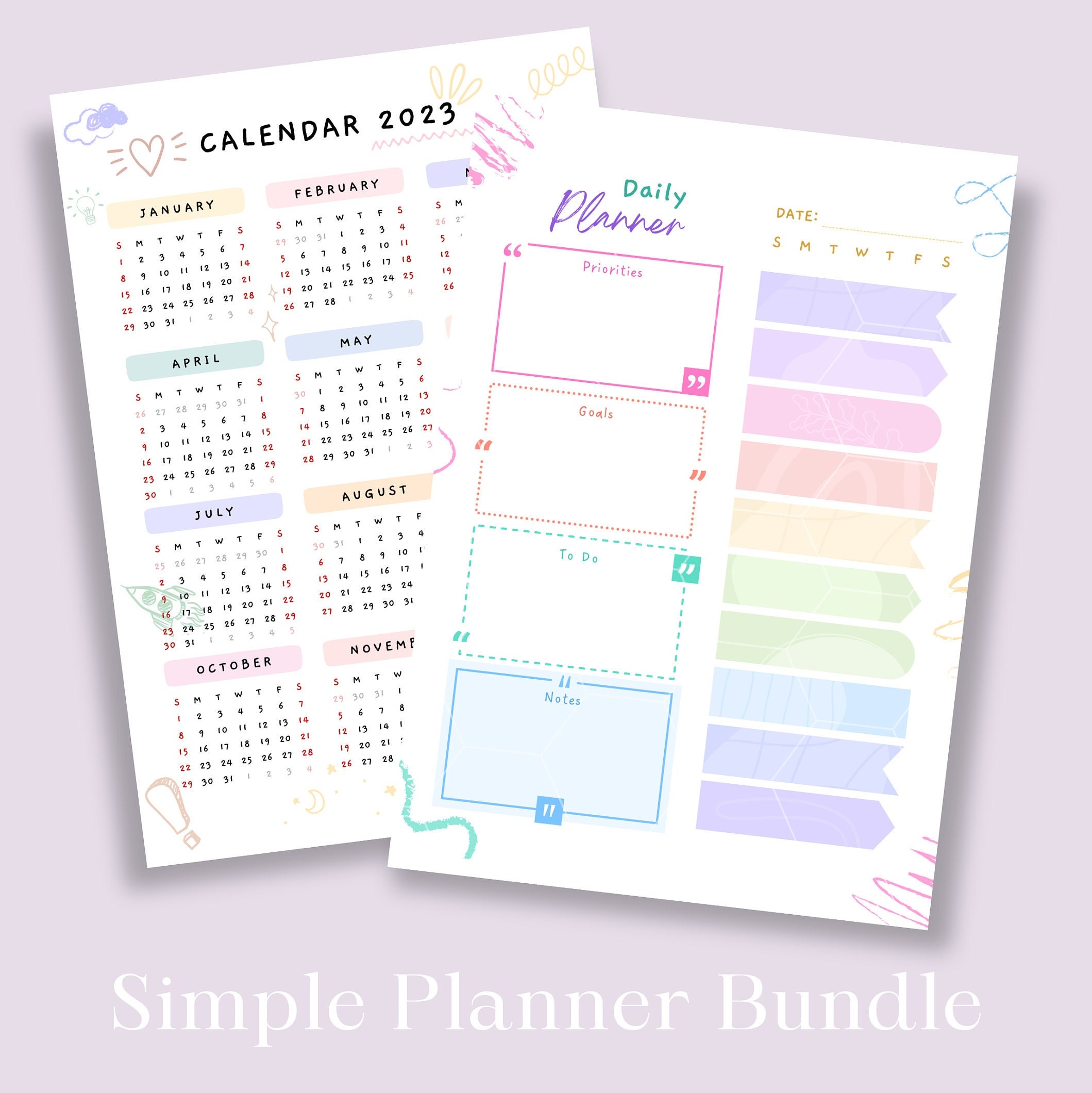 Printable Yearly Calendar 2023 | 2023 Planner | A4 | Horizontal ...