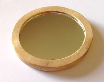 Pocket Mirror Organic Maple Wood Travel Mirror Round Hand Mirror