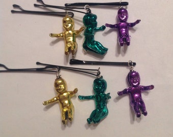 Beard Art Baubles Mardi Gras King Cake Baby Mascot In Theme Colors laissez les bon temps rouler Hipster Gift set 6