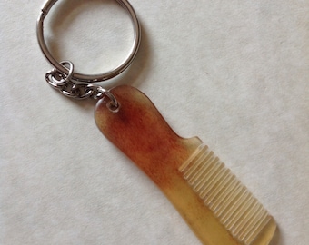 Oxhorn Beard Comb Keychain Mustache Comb Organic Hand Carved Miniature Comb