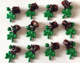 Beard On A Budget St Patrick's Day Shamrock Beard Art Baubles Beard Ornaments Handmade Baubles Ultra Mini Pins or Mini Clips  MADE IN USA