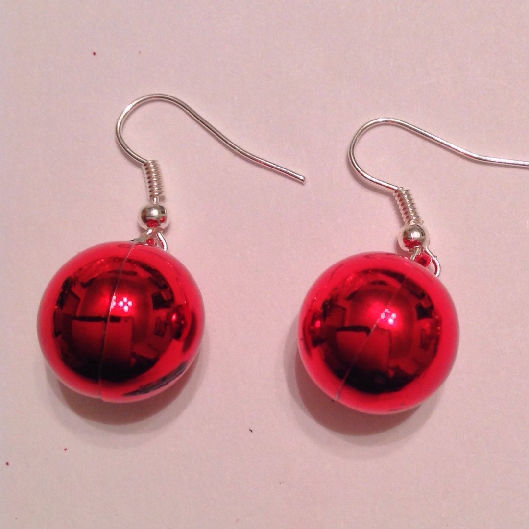 Christmas Ornament Earrings Christmas Bauble Earrings Etsy