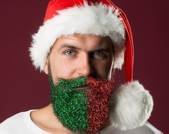 Dual Color Christmas Glitter Beard Kit Pimp My Beard  Beard Glitter Organic Handpoured by Beard Basics