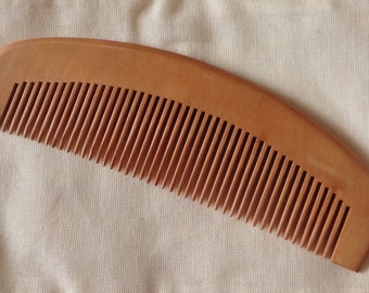 Organic Natural Peach Wood Beard Comb UB's Beard Basics  Anti Static Massage