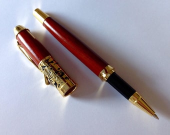 Wood Ink Pen Maple Hand Turned Goldtone Hardware