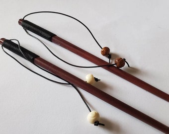 Ebony Wood Hair Stick Tapered Carved Beard Basics USA  Hair Pin with handcarved bone bead dangles choice of one color dangle One stick