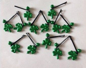 Beard On A Budget St Patrick's Day Shamrock Beard Ornaments Handmade Beard Art Baubles Ultra Mini Pins or Mini Clips  MADE IN USA