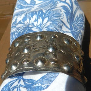 Vintage Southwestern Cuff Bracelet, Brutalist Cuff, Abstract, Textured Metal, Boho Cuff