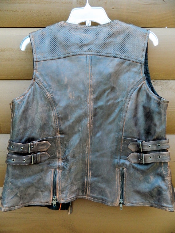 High mileage leather vest sale