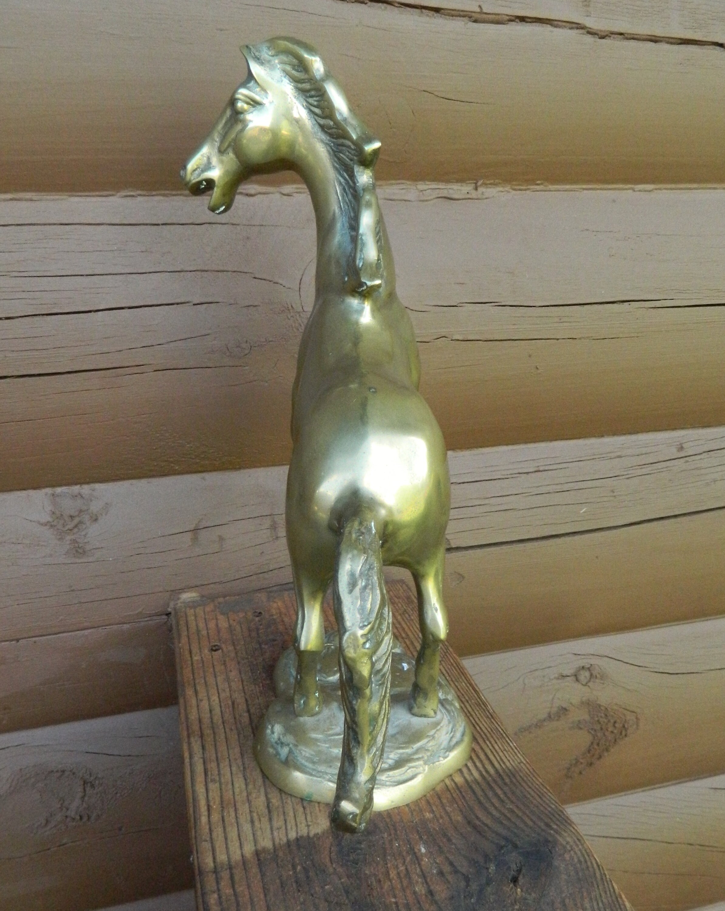 Vintage Mid Century Rearing Brass Horse / Large Brass Horse / Vintage Horse Figurine / Vintage