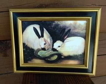 Rabbit in a Teacup framed resin pour and acrylic painting