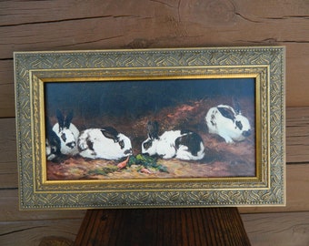 Rabbit in a Teacup framed resin pour and acrylic painting