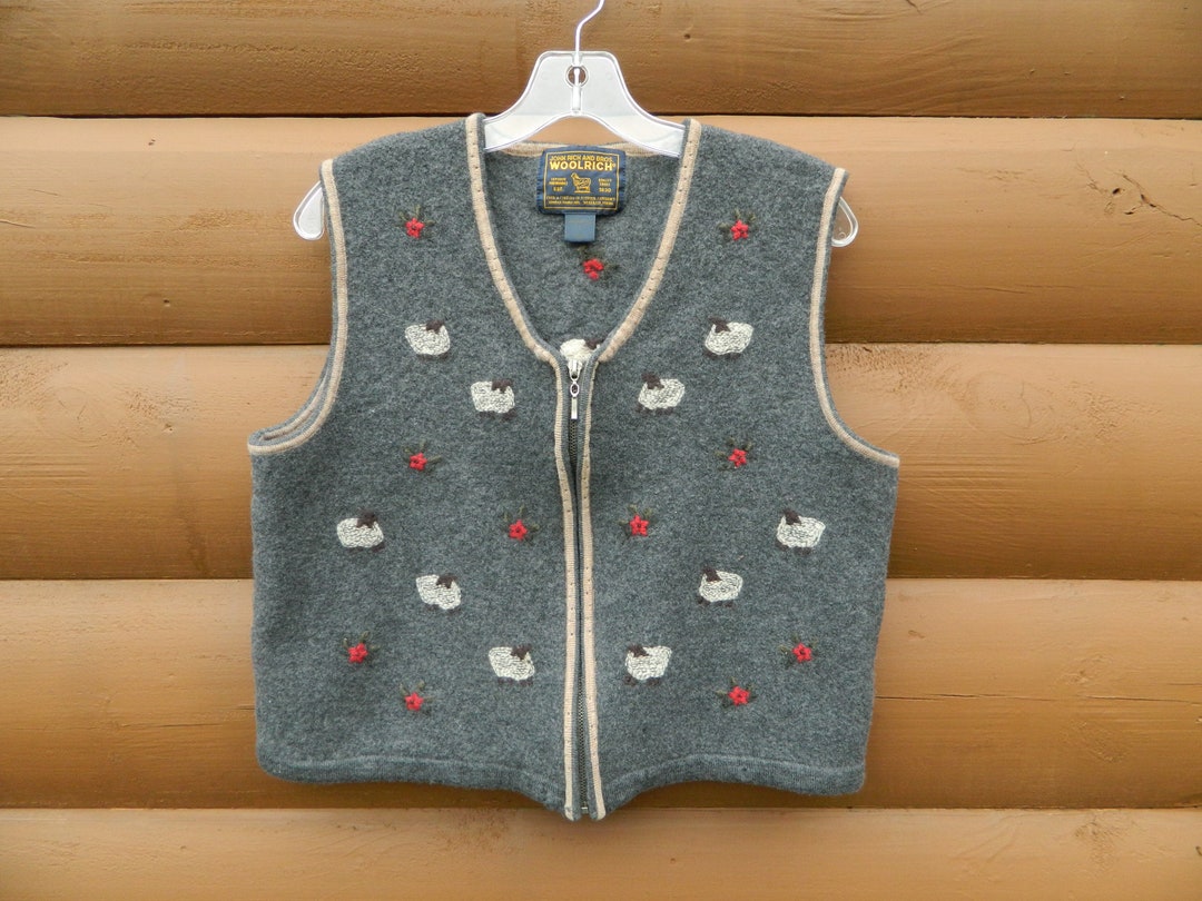 Vintage Woolrich Sheep Sweater Vest 100 Wool Size Large Etsy