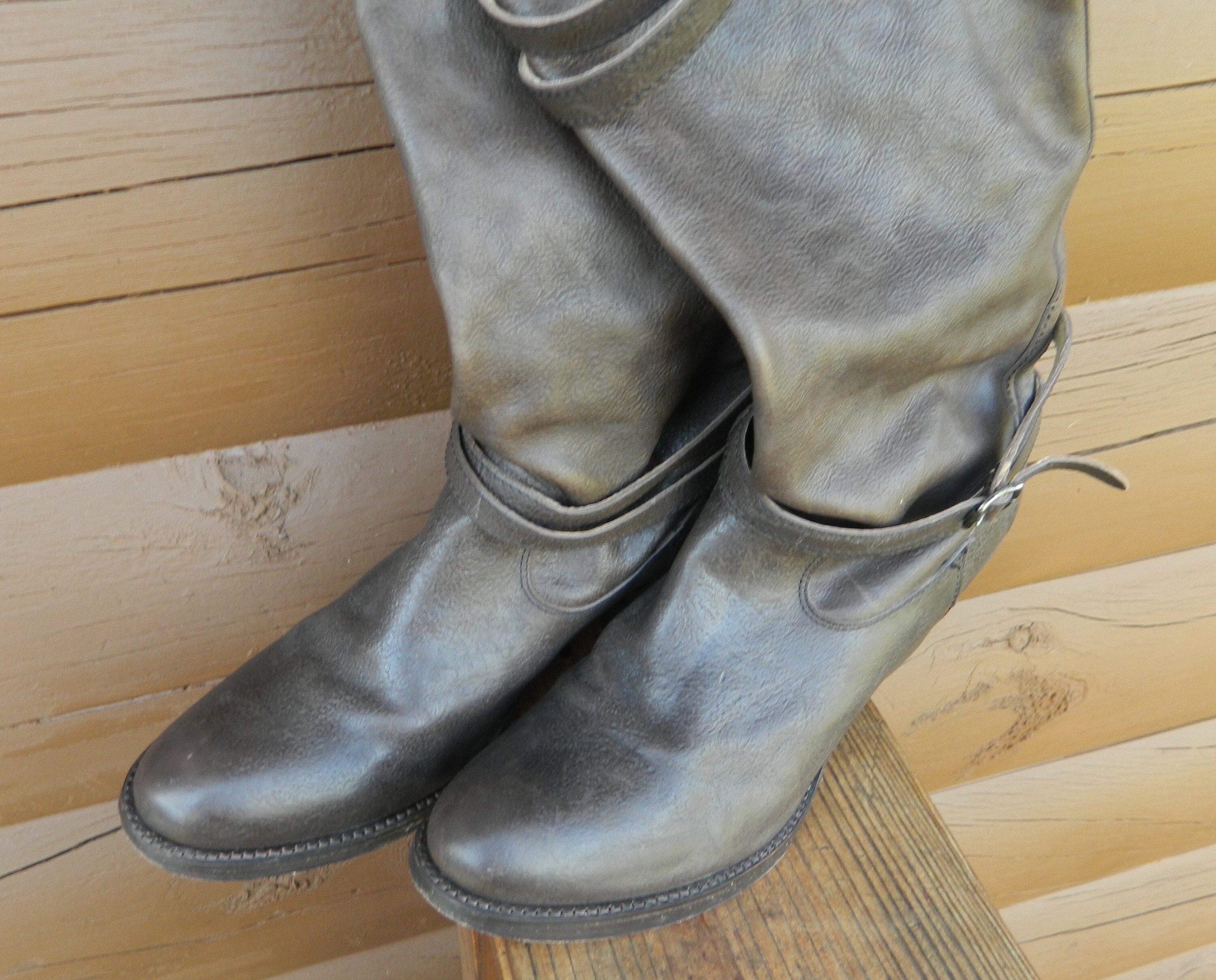 Vintage Frye Riding Boots Genuine Leather Knee High Pull-on Brown ...