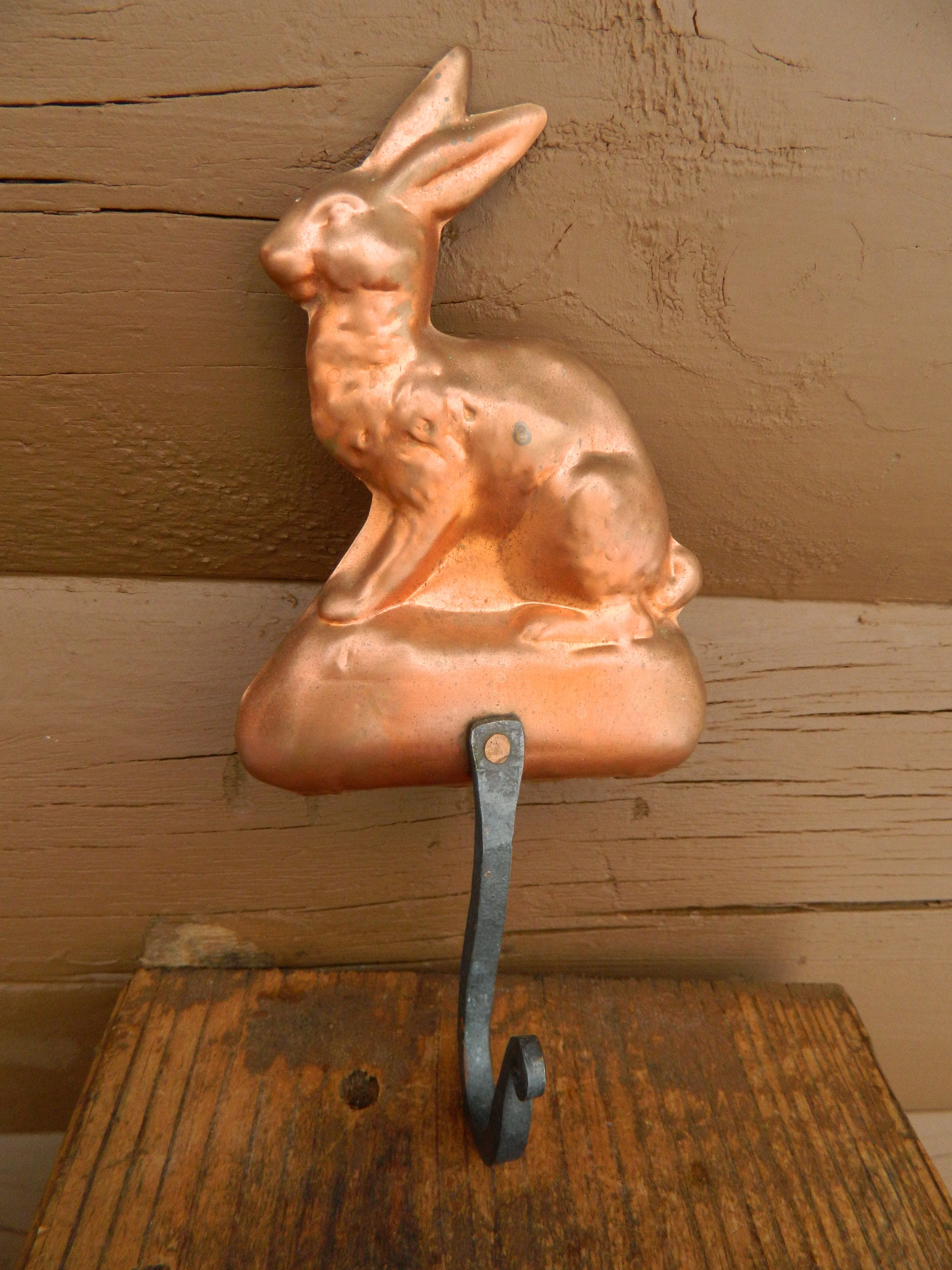 Vintage Copper Rabbit Hook Single Forged Metal Hook - Etsy