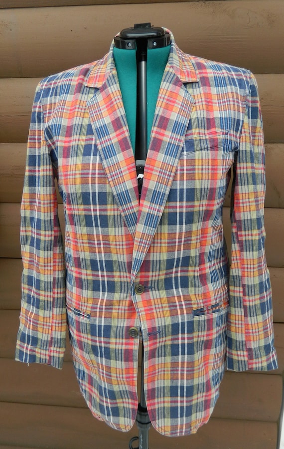 Vintage Liz Wear Blazer Patchwork Madras Pastel Wo