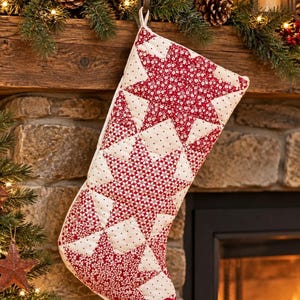 Vintage Quilt Christmas Stocking - Handmade Vintage Quilt Stocking - Heirloom Stocking - One of a Kind