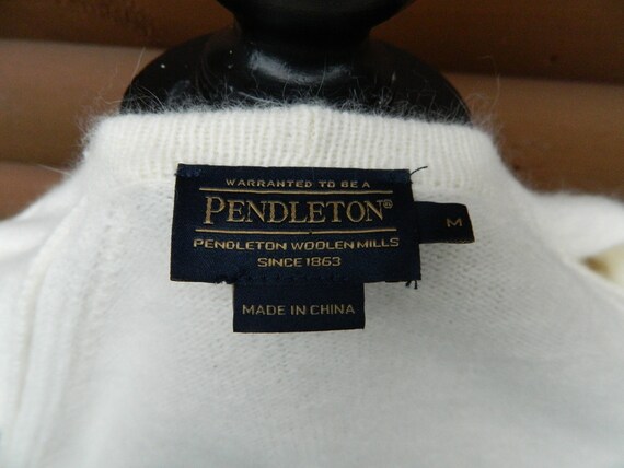 Vintage Pendleton 100% Wool Off White Wrap Sweate… - image 5