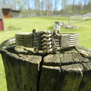 Vintage Southwestern Cuff Bracelet, Brutalist Cuff, Abstract, Textured Metal, Boho Cuff