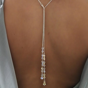 Bridal Backdrop Necklace Lariat Made with Quality Austrian Crystals, Wedding Jewellery, Back Jewellery image 2