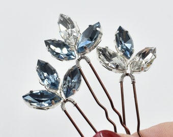 Dusty Blue Hair Pins, Denim Blue,  Dusky Blue, Bridal Rhinestone Hair Pin, Hair Accessories,  - Hair Up - Bridesmaids, Cornflower Blue