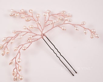 Freshwater Pearl Hair Piece, Rose Gold Hair Pin, Gold or Silver, Bridal Hair Accessories, Bridesmaid Hair Accessories,