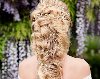 Extra Long Twisting Delicate Bridal Hair Vine - Hair Up - Boho Wedding - 'Grace'