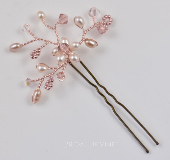 Rose Gold Bridal Hair Pins Hair Accessories Bridesmaids Hair Etsy UK