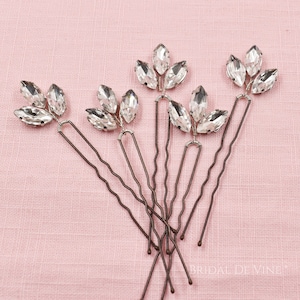 Horquilla nupcial individual de plata con diamantes: accesorio de boda de cristal