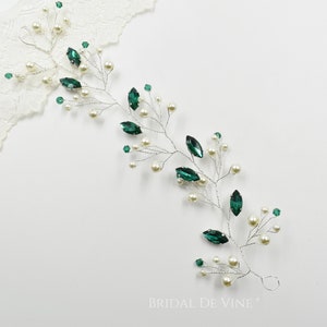 Bridal Emerald Green Hair Vine , Bridesmaids Hair Accessories