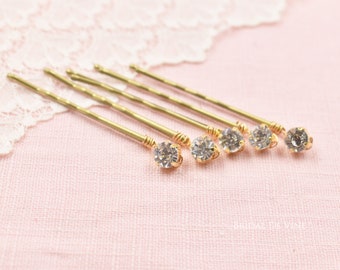 Diamante Hair Pins, Small 6mm Rhinestone Hair Grip, Bobby Pins, Bridal Hair Accessories, Bridesmaids Hair Pins, Gold Pins, Blonde Bobby Pins