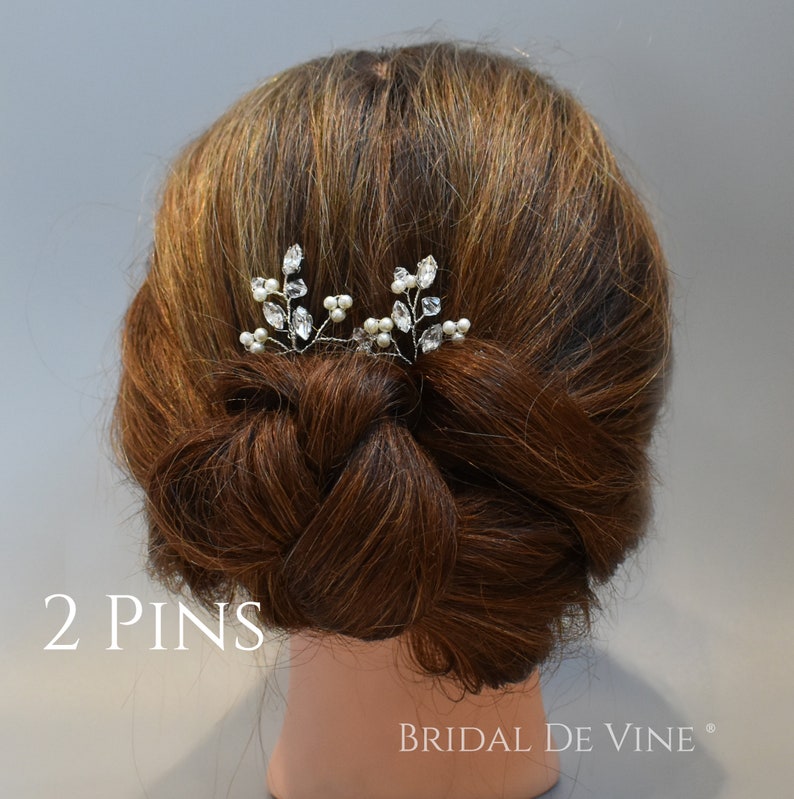 Bridal Rhinestone Pearl Spray Hair Pin, Wedding Hair Accessories, Bridesmaids afbeelding 3