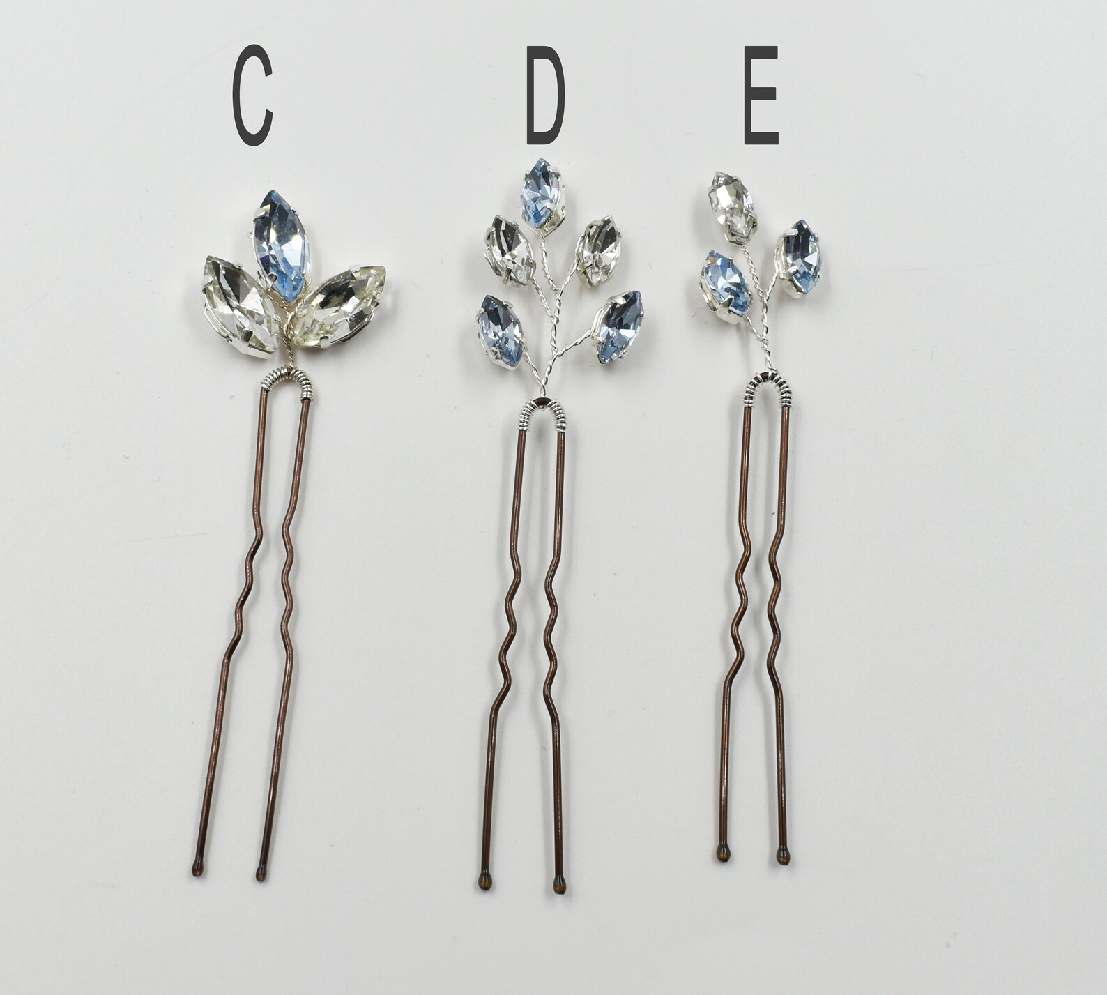 Light Blue Bridal Rhinestone Hair Pin Hair Accessories Etsy