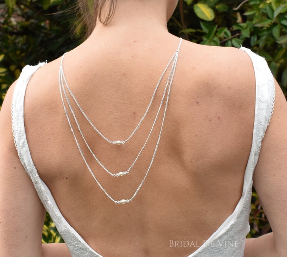 Bridal Back Necklace Back Drape Bridal Backdrop Necklace Etsy