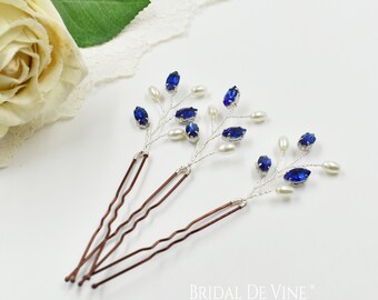 Any Colour, Set of 3 Bridal Hair Pins , Pearl & Rhinestone Hair Accessories, Bridesmaids Hair Piece
