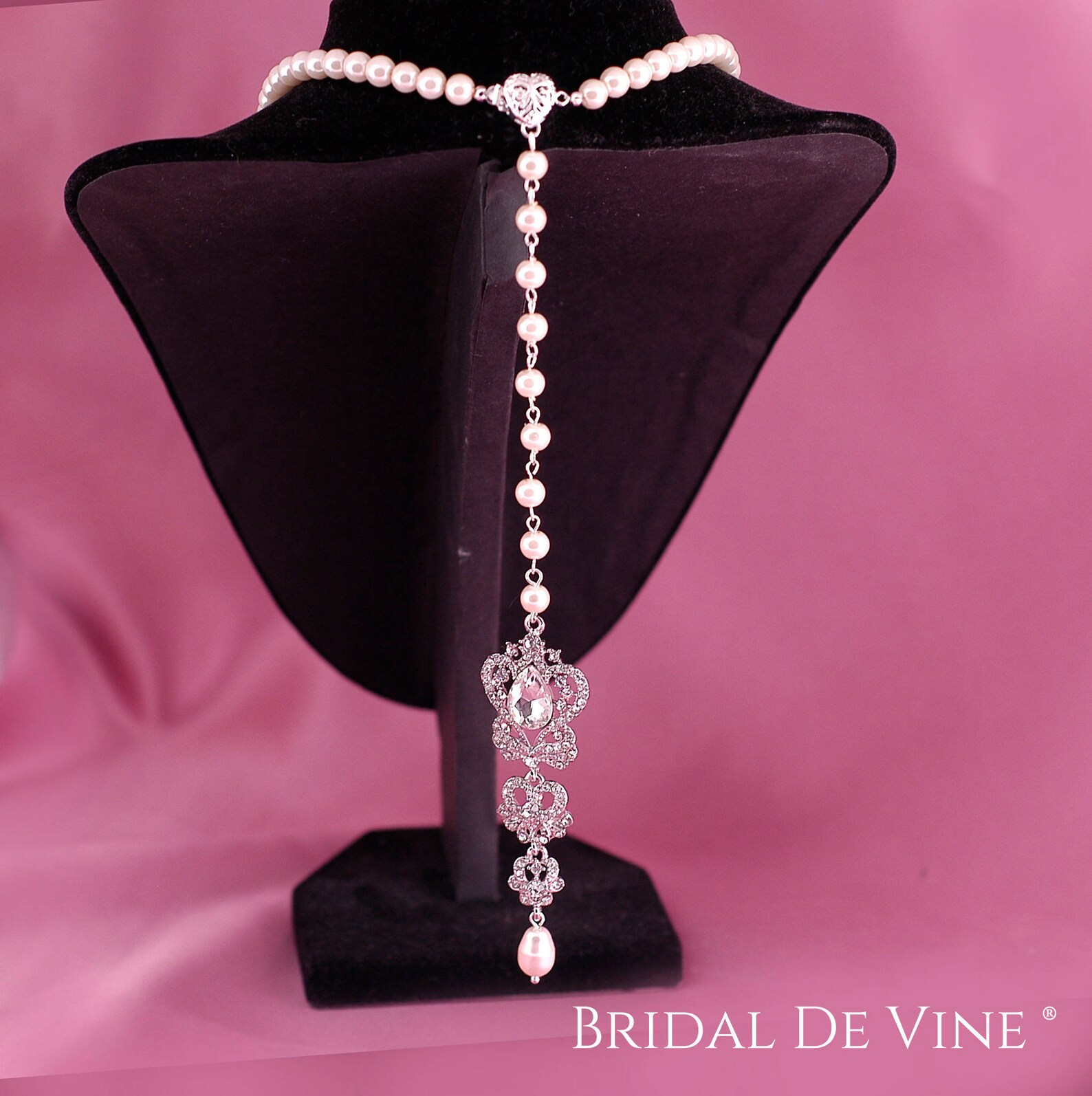 Bridal Backdrop Necklace Vintage Inspired Lariat Necklace Etsy