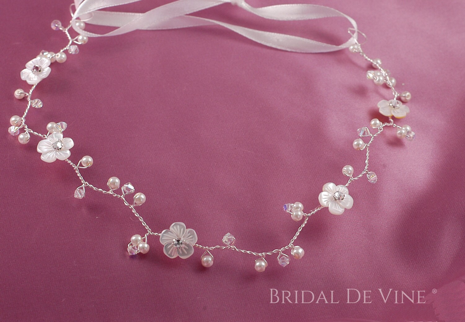 Pretty Dainty Bridal Forehead Headband Hair Vine Head Band Etsy UK