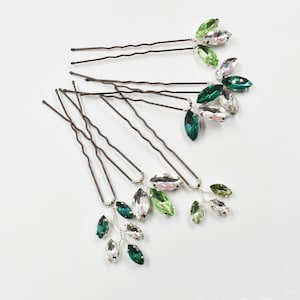 Green Emerald Sparkly Rhinestone Bridal Hair Pin, Bridesmaids Hair Accessories, Green Wedding Accessory