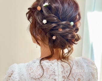 Dainty Mulberry Flower Hair Pins: Bridesmaid Hair Accessories, Bridal