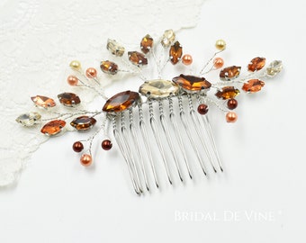 Autumn Fall Copper  Hair Comb Terracotta, Burnt Orange, Orange, Rust Hair Accessory, Bridesmaids Accessories, Wedding