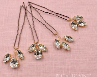 Gold Bridal Diamante Hair Pins, Crystal Wedding Hair Accessories