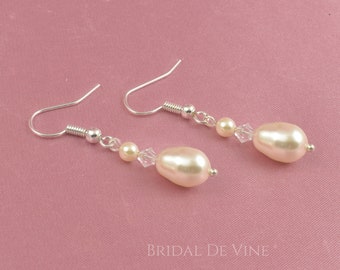 Bridal Teardrop Pearl  Earrings  - Wedding Prom Made with CRYSTALLIZED™ - Swarovski Elements & Crystals