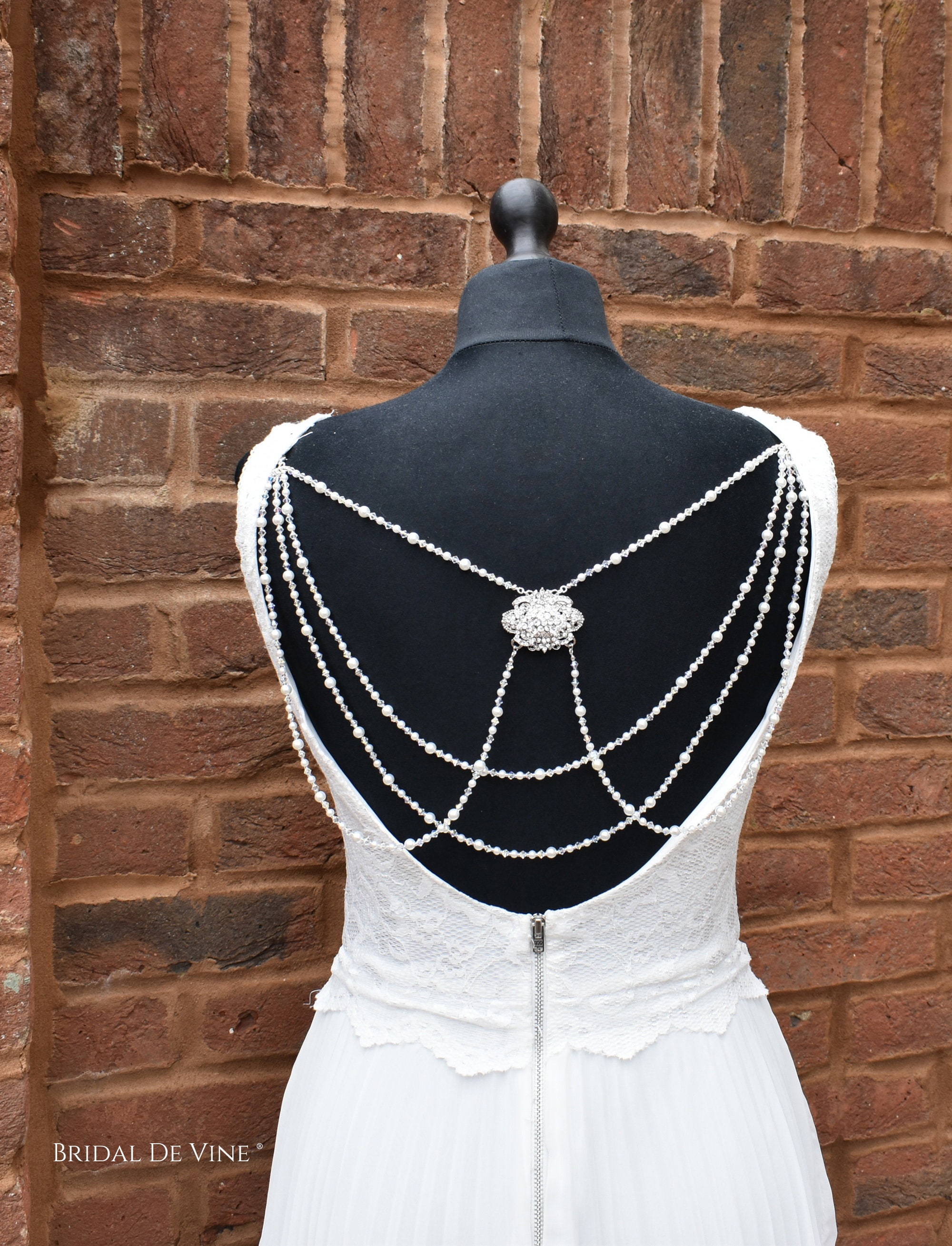 Bridal Back Jewellery Backless Dress Backdrop Drape Back - Etsy UK