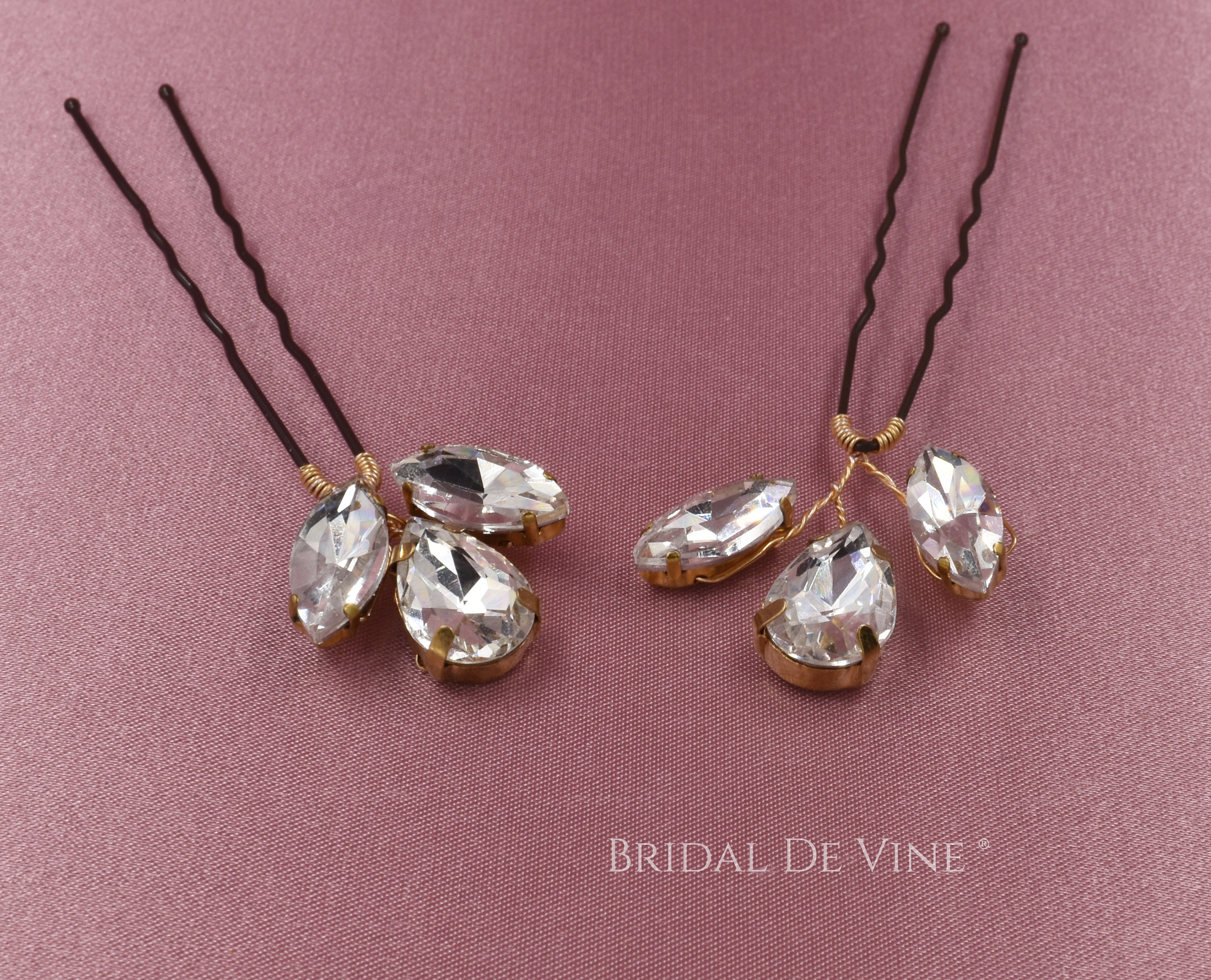 Gold Bridal Diamante Hair Pins Crystal Wedding Hair Etsy